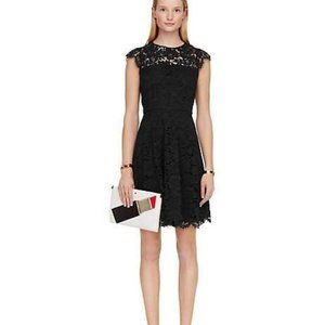 NWT Kate Spade Rose Lace Fit and Flare Dress Black size 14